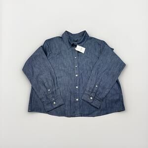 J.Crew Women’s Chambray Button Down Shirt M Indigo Denim Top NWT CE360